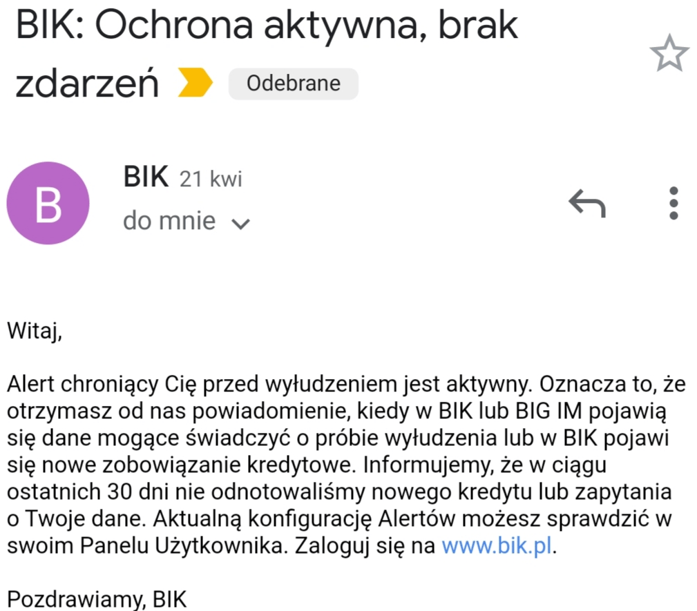 BIK Aktywna ochrona – email