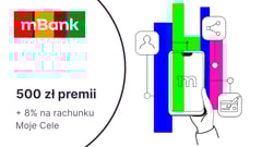 500 zł dla osób w wieku 18-24 lata za eKonto możliwości w mBanku + 8% na rachunku Moje cele