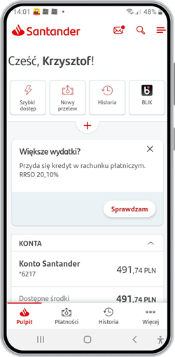 Bankowość mobilna Santander mobile