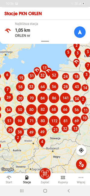 Orlen Pay, mapa stacji.