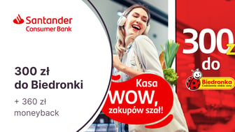 300 zł do Biedronki i 360 zł moneyback z kartą kredytową Visa TurboKARTA w Santander Consumer Banku