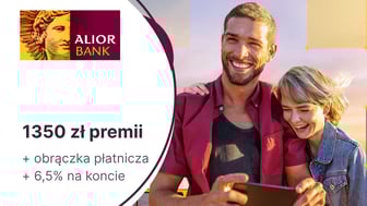 1350 zł premii + obrączka płatnicza + 6,5% dla oszczędności z bezwarunkowo darmowym Alior Kontem w Alior Banku