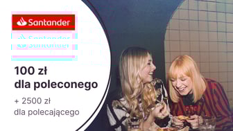 100 zł w formie karty podarunkowej lub 4 bilety do kina w programie „Polecam mój Bank” w Santanderze