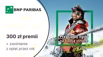 300 zł za kartę kredytową z oferty BNP Paribas + roczne zwolnienie z opłaty