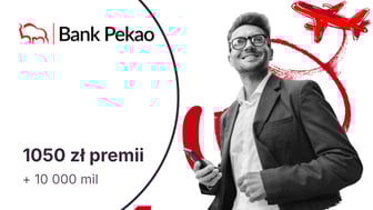 1050 zł w gotówce + 10 000 mil w programie Miles & More z Kontem Świat Premium i Kartą Kredytową z Żubrem + 5% dla oszczędności w Pekao