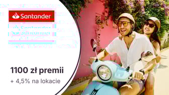 1100 zł + 4,5% w skali roku na 3-miesięcznej lokacie z kontem osobistym w Santander Bank Polska