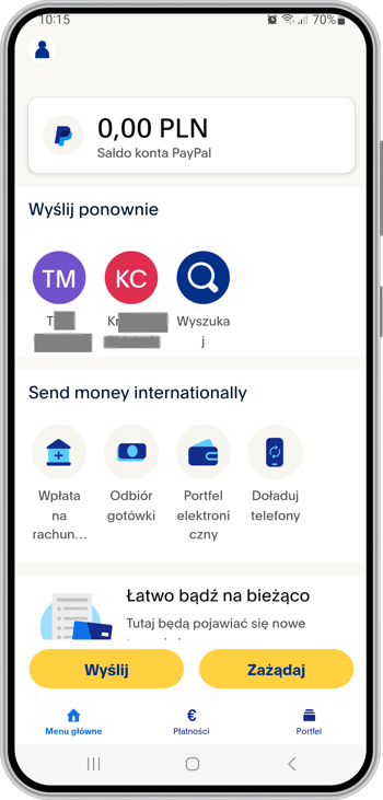 Aplikacja mobilna PayPal
