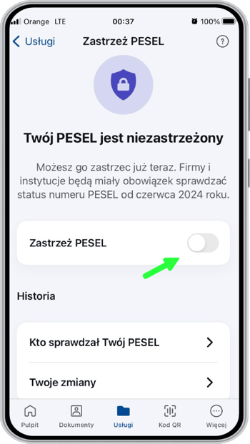 Zastrzeganie numeru PESEL w aplikacji mobilnej mObywatel