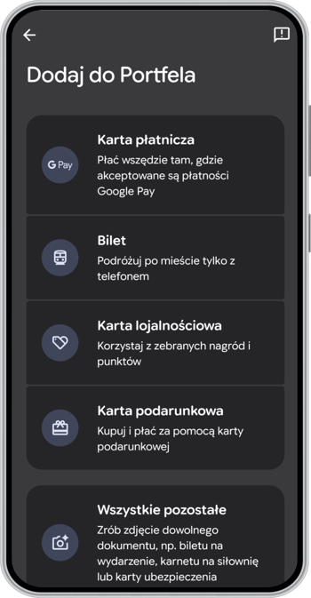 Google Pay, Dodaj do Portfela