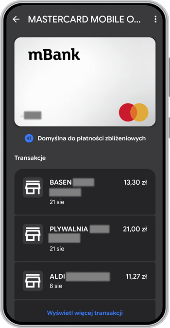 Google Pay, szczegóły transakcji