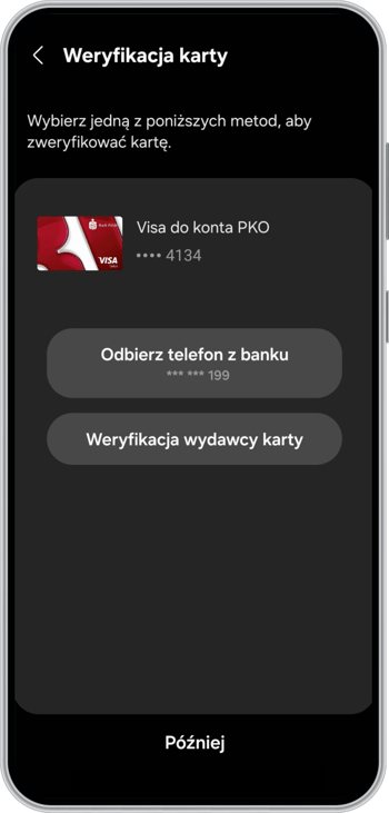 Samsung Wallet, weryfikacja karty