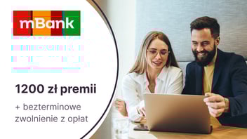 Do 1200 zł za założenie mBiznes Konta Standard w mBanku + bezterminowe zwolnienie z części opłat