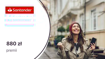 880 zł premii z kartą kredytową Visa Bonus lub World Mastercard Santander Bank Polska