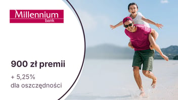900 zł premii z Kontem Millennium 360° + 5,25% do 200 000 zł na koncie oszczędnościowym w Banku Millennium