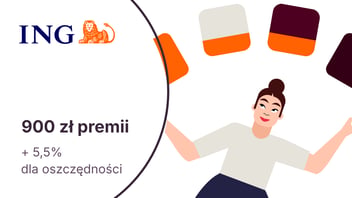 900 zł premii dla osób w wieku 18-25 lat z kontem osobistym w ING Banku Śląskim i 5,5% dla oszczędności