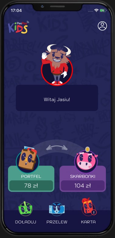 PeoPay KIDS, ekran aplikacji