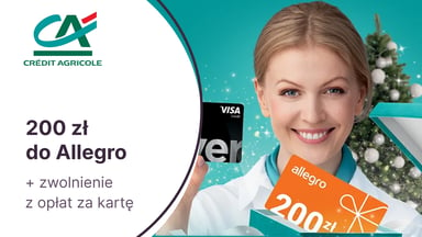 200 zł do Allegro z kartą kredytową Visa + zwolnienie z opłat dla klientów Credit Agricole