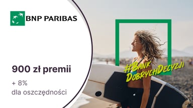 Do 900 zł premii + 8% dla oszczędności z Kontem Otwartym na Ciebie w BNP Paribas