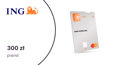 Do 300 zł premii z kartą kredytową Mastercard od ING Banku Śląskiego