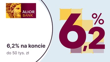 6,2% do 50 tys. zł na Koncie Oszczędnościowym na Start w Alior Banku