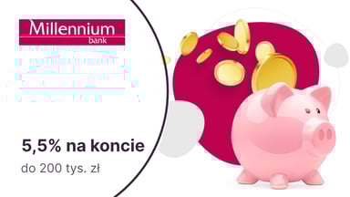 5,5% do 200 tys. zł na Koncie Oszczędnościowym Profit w Banku Millennium
