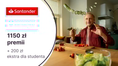 1150 zł + 200 zł ekstra premii dla studenta za konto w Santander Bank Polska