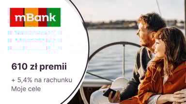 510 zł premii za mKonto Intensive + 100 zł za konto dla niepełnoletniego + 5,4% na koncie Moje Cele w mBanku