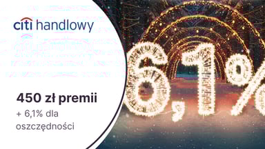 450 zł premii + 6,1% na Koncie Oszczędnościowym za DARMOWE CitiKonto w Citibanku!