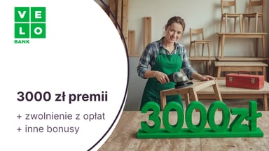 Do 3000 zł + zwolnienie z opłat i inne bonusy w promocji VeloKonta Firma w VeloBanku