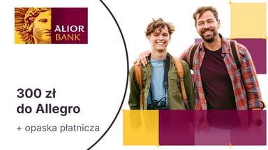 300 zł do Allegro dla rodziny + opaska płatnicza z Alior Kontem Plus dla młodych w Alior Banku
