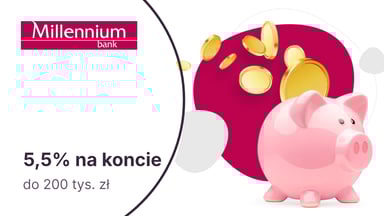 5,5% do 200 tys. zł na Koncie Oszczędnościowym Profit w Banku Millennium