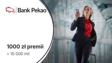 1000 zł w gotówce + 10 000 mil w programie Miles & More z Kontem Świat Premium i Kartą Kredytową z Żubrem + 5% dla oszczędności w Pekao