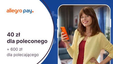 40 zł dla poleconego i 600 zł dla polecającego w programie "Polecaj Allegro Pay"