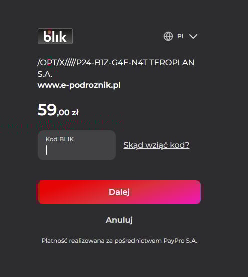 Płatność Blikiem przez Przelewy24