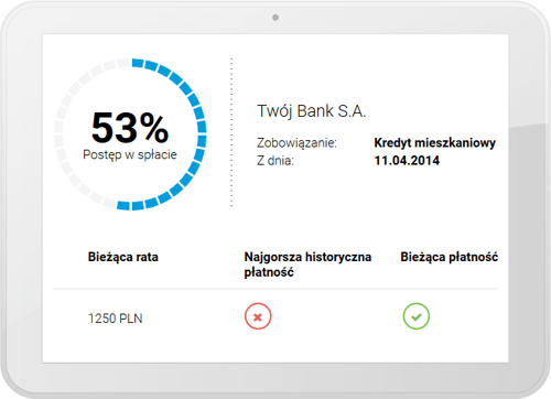 Raport BIK, postęp spłaty kredytu