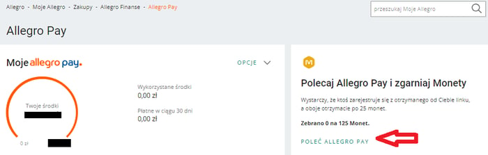 Generowanie linka polecającego w programie Polecaj Allegro Pay