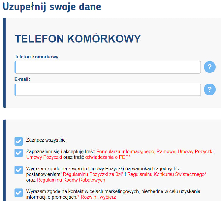 Rejestracja klienta w portalu smartpozyczka.pl