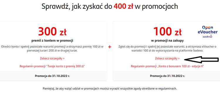 Miejsce na przystąpienie do promocji  „Konto z bonusem 100 zł – edycja II” w Santander Bank Polska