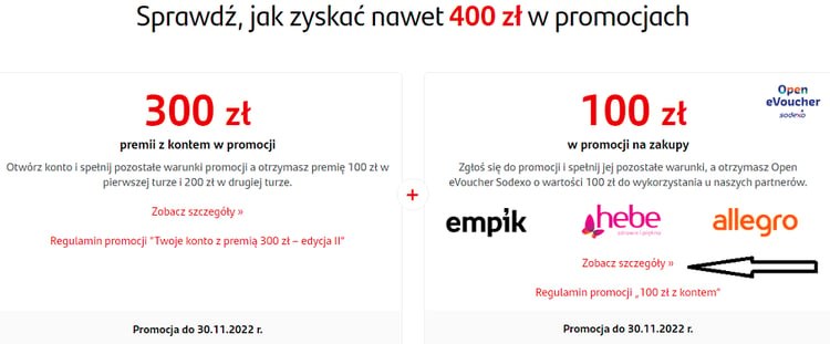 Formularz rejestracji w promocji "100 zł z kontem" w Santander Bank Polska