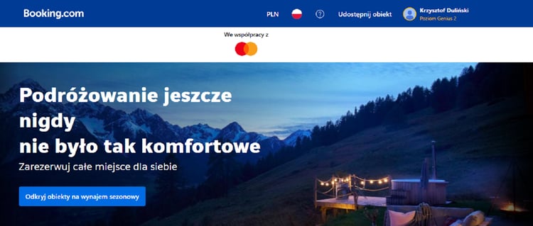 Moneyback na Booking.com z kartą płatniczą Mastercard