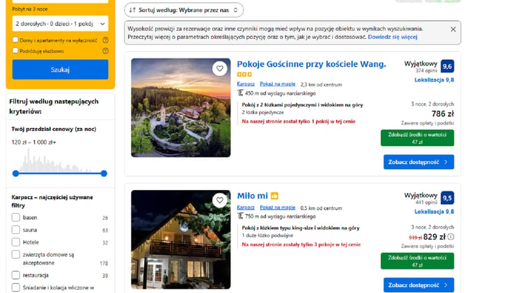 Przewidywana kwota zwrotu po rezerwacji na Booking.com z kartą płatniczą Mastercard