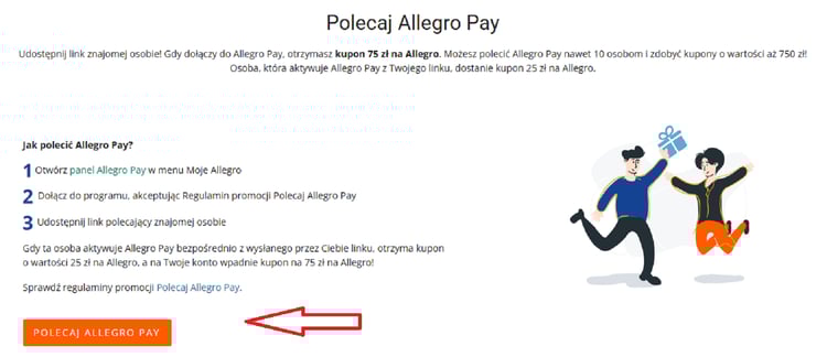 Generowanie linka polecającego w programie "Polecaj Allegro Pay"