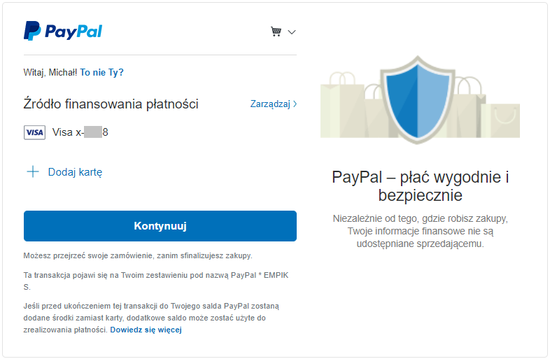 Potwierdzenie transakcji PayPal