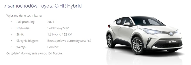 Loteria Visa 2021 Toyota C-HR Hybrid