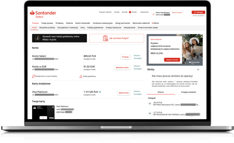 Bankowość internetowa Santander
