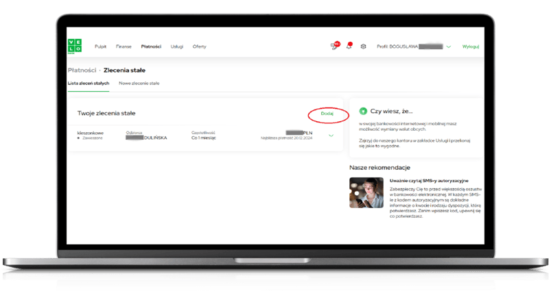 Zlecenie stałe w VeloBanku
