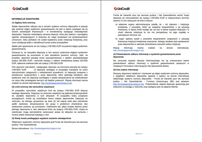 Formularz dla deponentów UniCredit