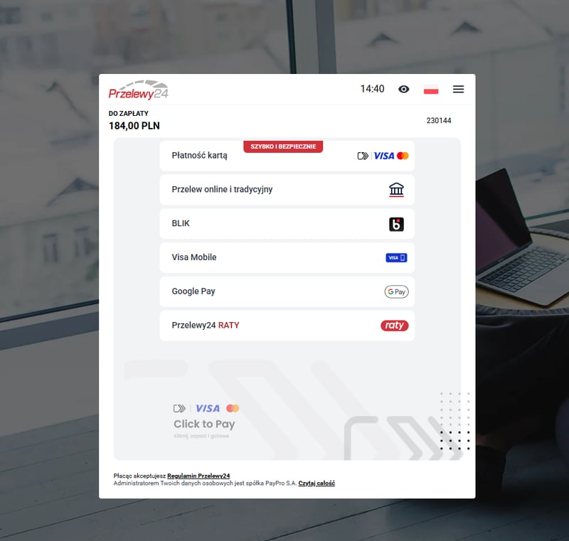Metody płatności w Przelewach24