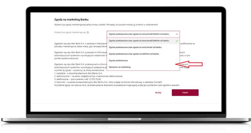 Odwołanie zgód marketingowych w Alior Banku