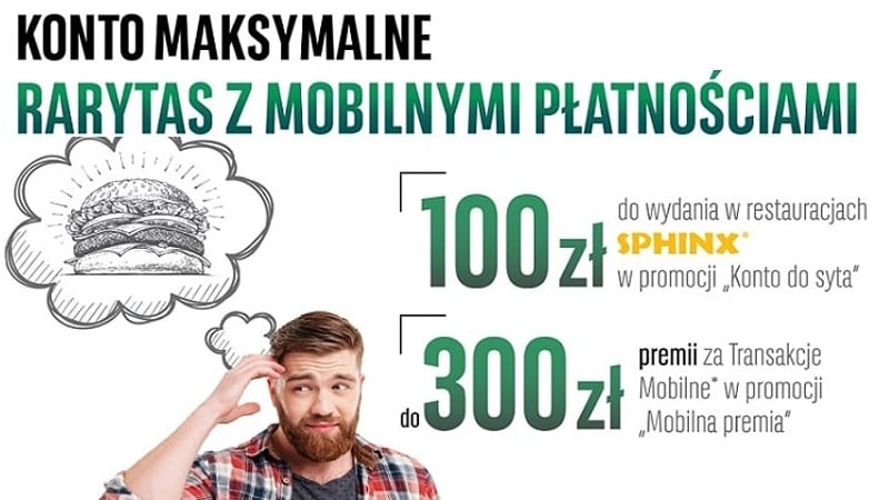 BGŻ BNP Paribas: 100 zł do restauracji Sphinx za założenie Konta Maksymalnego i 300 zł za płatności mobilne